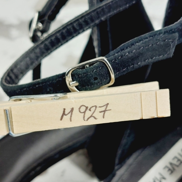 Steve Madden Women's Irenee Black Leather Slip On Block Heeled Sandals M927 - Picture 11 of 11